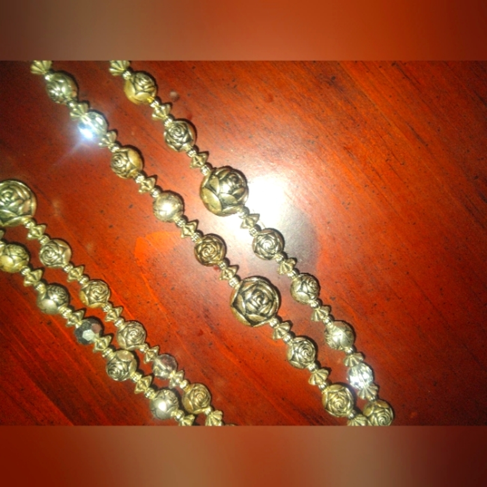Super Extra Long Beaded Silver Tone / Gold Plated Necklace